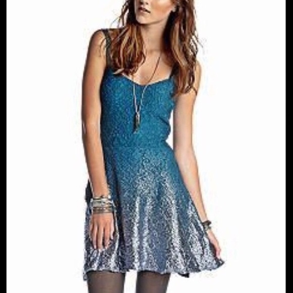 Free Peple blue ombre foil dress